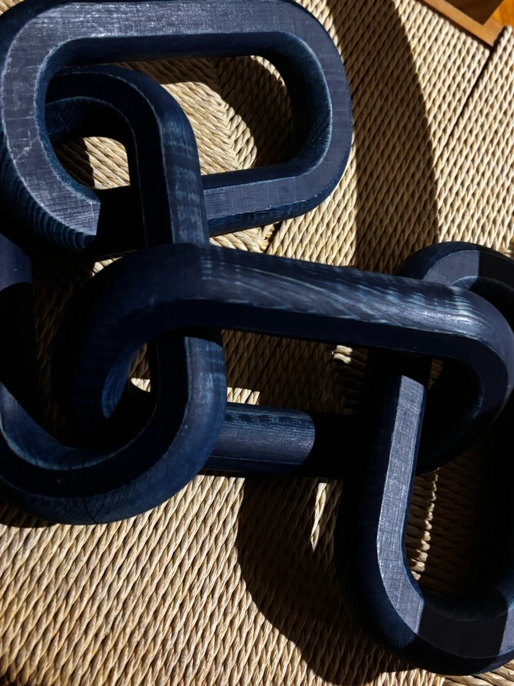 Decorative Blue Wooden Chain Link Sculpture